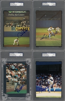 Lot of (4) Rookie Circa 1995-1996 Signed Vintage Photographs of the Core Four - Derek Jeter, Mariano Rivera, Jorge Posada, and Andy Pettitte (PSA/DNA) 
